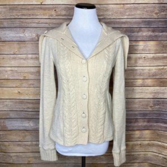 Anthropologie Saturday Sunday Cream Colored Cable Knit Cardigan - Picture 1 of 11
